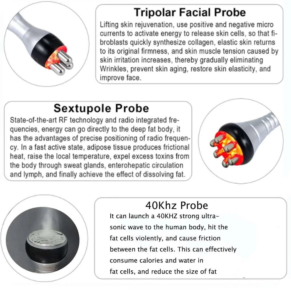 AOKO Metal Head 40K Cavitation Fat Burn Body Slimming Massage Machine Weight Loss Facial Skin lifting Tightening Beauty Device - M & M Global