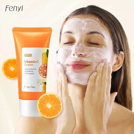Vitamin C Facial Cleanser Skin Cleansing Moisturizing  Blackhead Remove Skincare Face Wash Foam Face Cleanser 50g - M & M Global