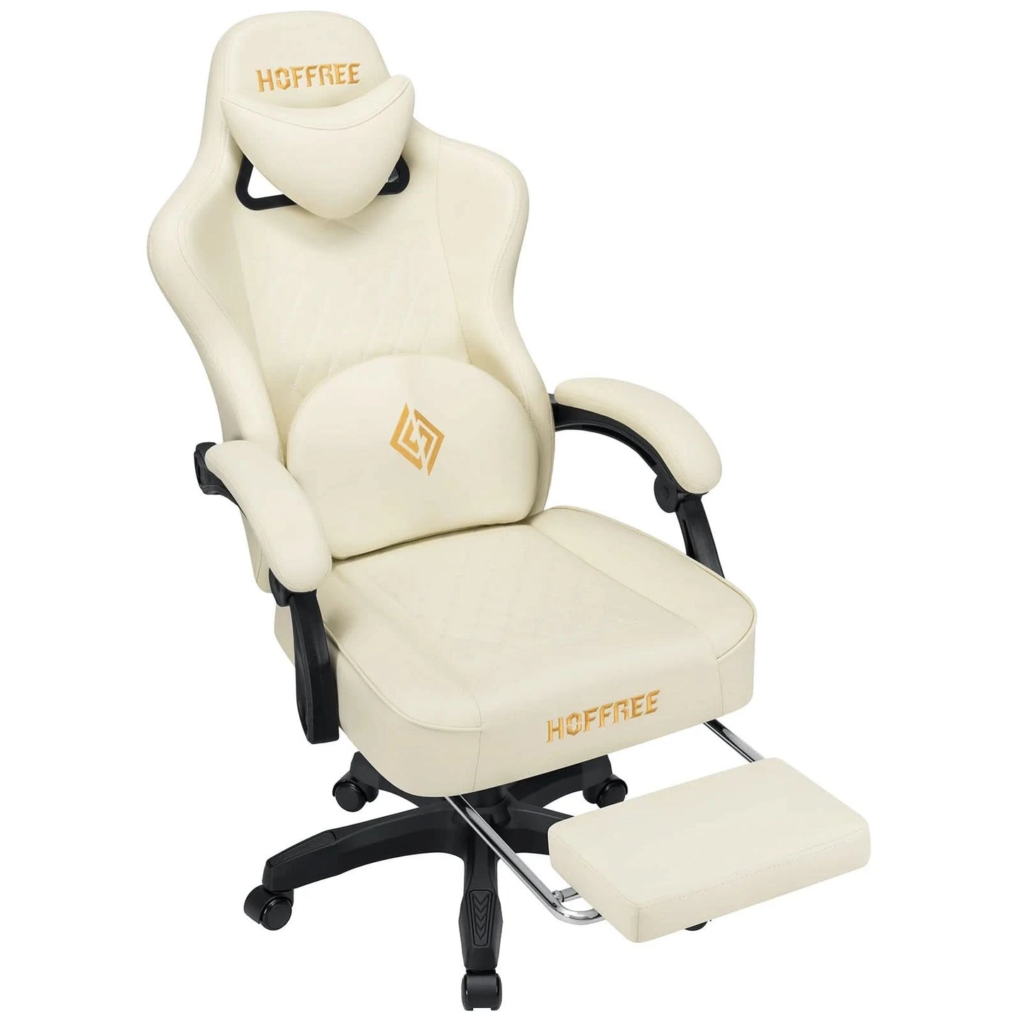 Gaming Chair with bluetooth Speakers RGB LED Lights Ergonomic Massage Video Game Chair with Footrest High Back w/ Lumbar Support
