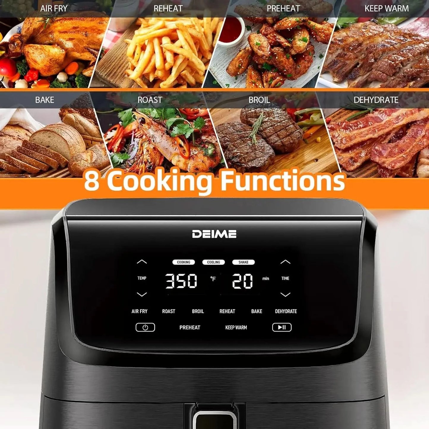 Air Fryer 7.2 QT 1700W Oilless Oven Healthy Cooker Air Fryers Large Capacity with 12 Presets, Visible Cooking Window, LCD Touch - M & M Global