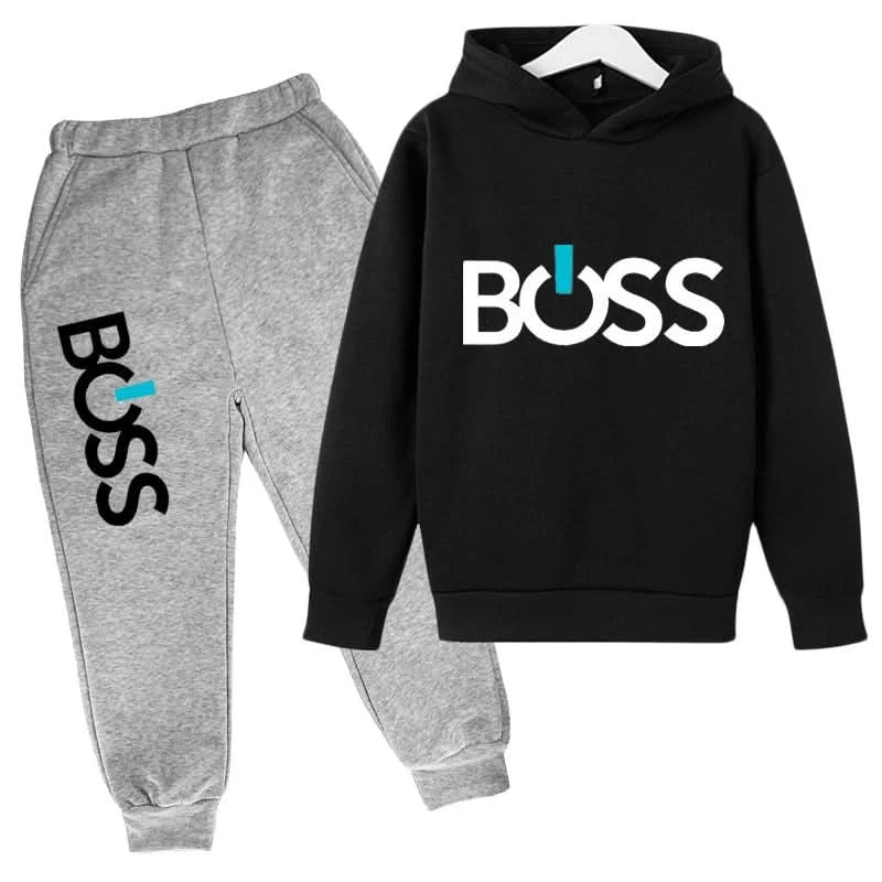 Spring Autumn Boys Girls Casual Fashion Print Pullover Long Sleeve Hoodie Tops+Pants Tracksuit 4-14 Years Children's Clothes - M & M Global