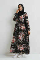 Muslim Dresses Women Maxi Dresses Mujer Vestidoes Female Loose Dresses Full Sleeve Printed Floral Casual Robe Long Dress - M & M Global