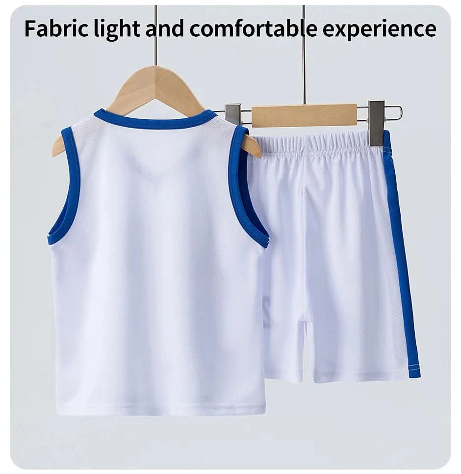 Summer CHILDREN'S Basketball Suit Boys and Girls Sports Vest Shorts Suit 23rd Handsome Boys and Students Vest Suit 2-piece. - M & M Global