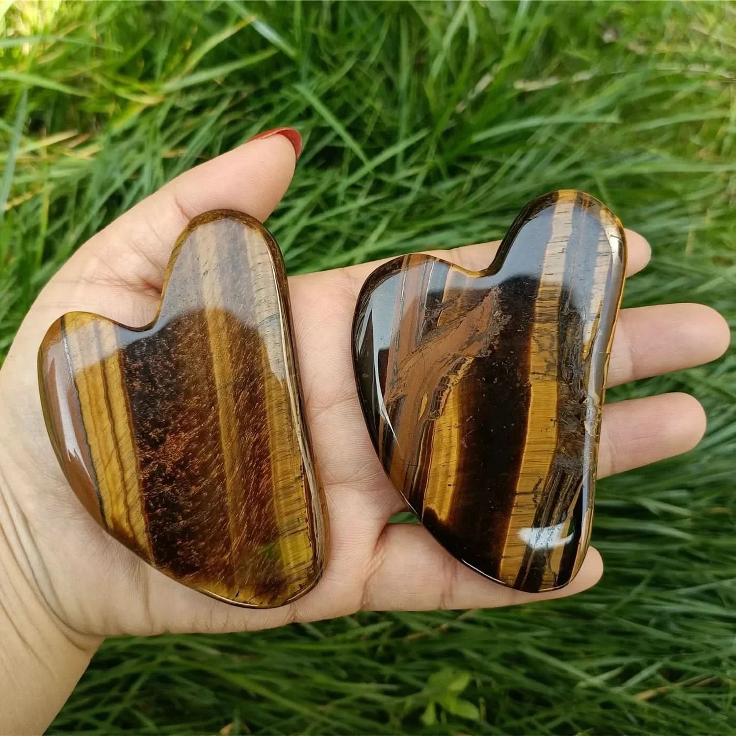 Natural Tiger Eye Guasha Beautiful Massager Facial Scraping Tools Neck Face Scraper Massage Anti Wrinkle Relax Tool SPA Stone - M & M Global