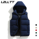 Men Autumn Thicken Cotton Sleeveless Vests Jacket Coat Mens Winter Warm Detachable Hat Outwear Waistcoat Hooded Vest Jacket Male