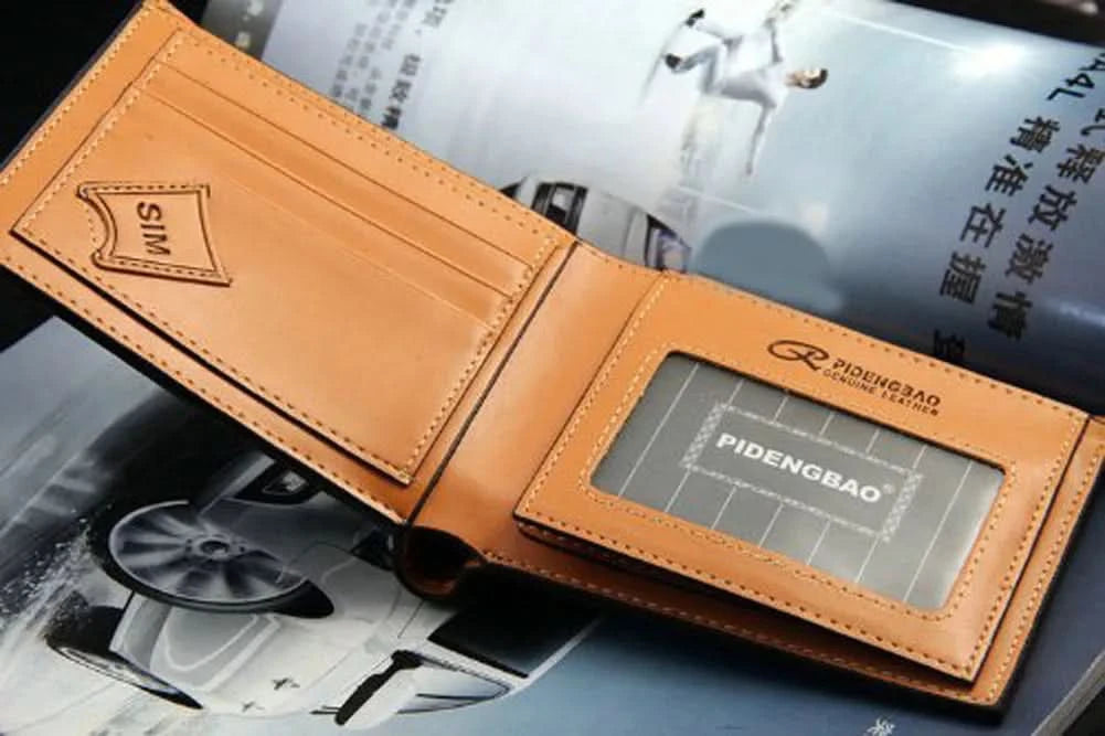 Men's Short Wallet PU Leather Clutch Credit Card Case ID Holders Money Purse With Photo window Handbag Billfold