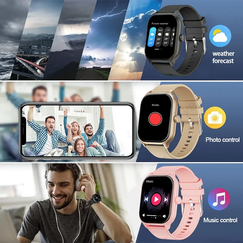 Smart watch with full touch screen, call, message reminder and other functions, compatible with iPhone/Android phones