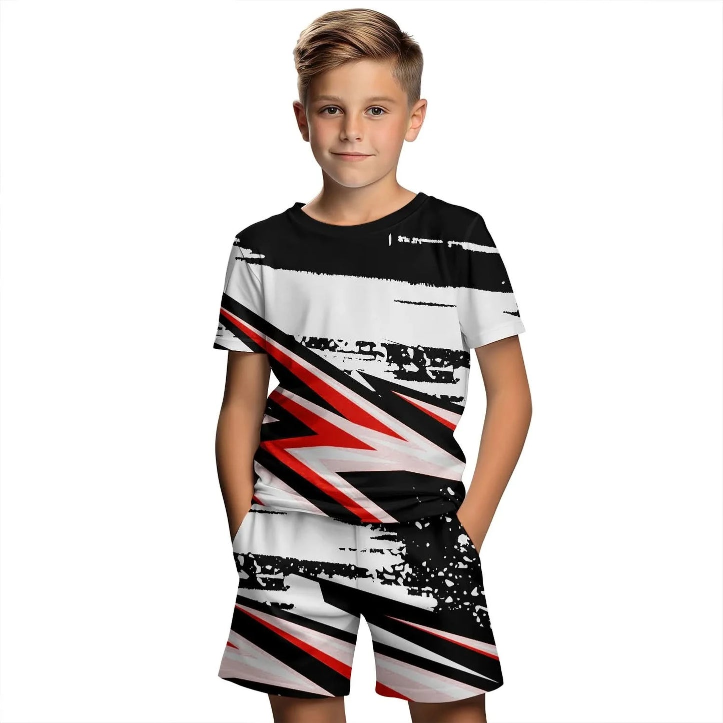Children's Clothing Suit For Boy Summer Short Sleeve T-Shirt Set Shorts Child Clothing 3D Print Casual Boy Girl Children's Sets - M & M Global