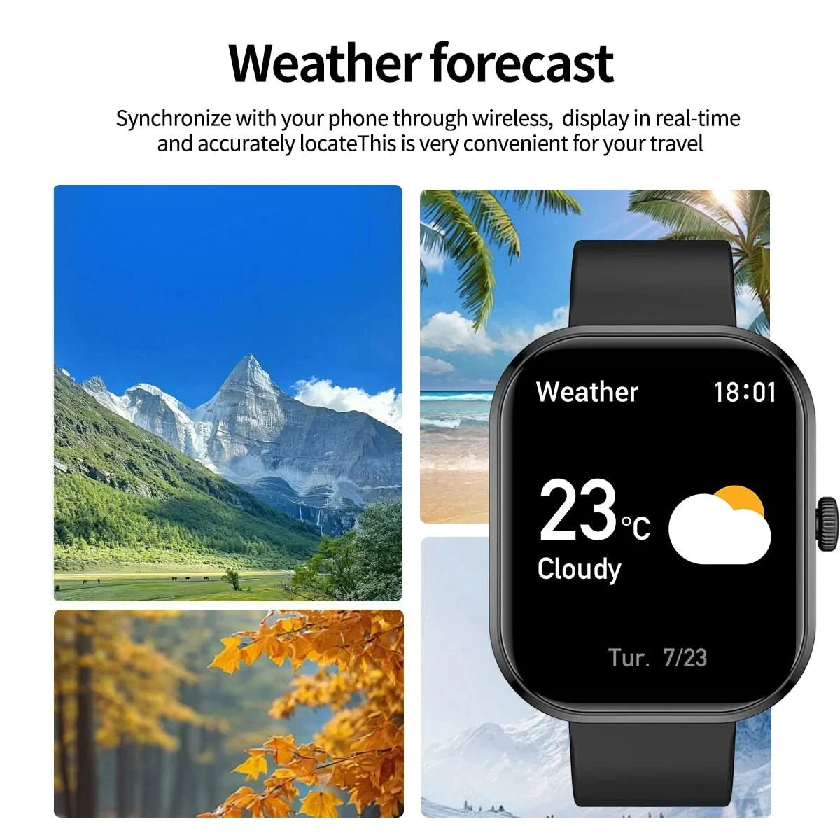 Smart watch with full touch screen, Bluetooth calling, message alerts and more, compatible with iPhone/android mobile phones