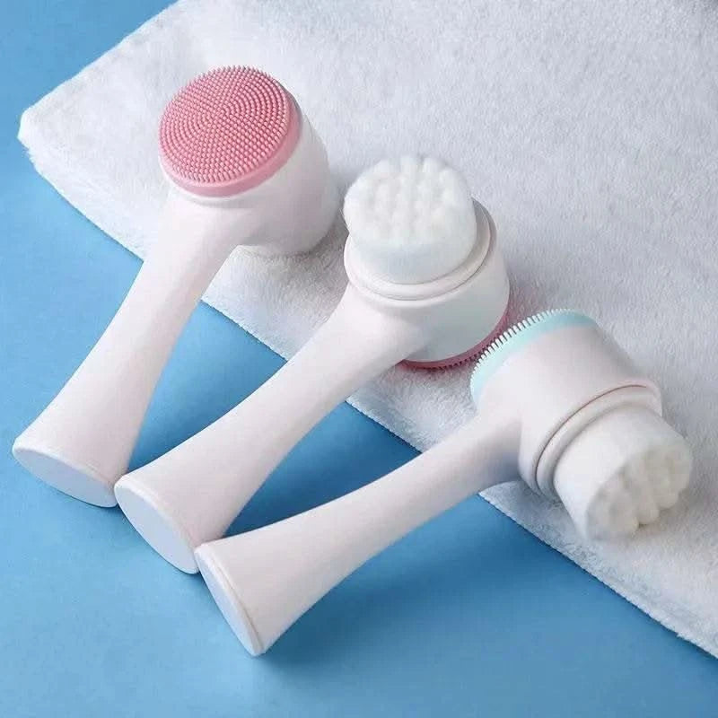 3D Bilateral Silicone Facial Cleanser Manual Massage Facial Brush Soft Bristles Silicone Double-Sided Face Brush Cleaning Tools - M & M Global
