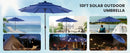 JHK 10FT 3-Tier Patio Outdoor Umbrella with Solar 32 LED Lights Tilting Table Umbrella with 8 Sturdy Ribs for Garden Backyard