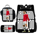 pcs set Football CR7 Star Child School Backpack with Lunch Bags Pencil Bags School Bags for R-Ronaldos Boys Girls Best Gift - M & M Global