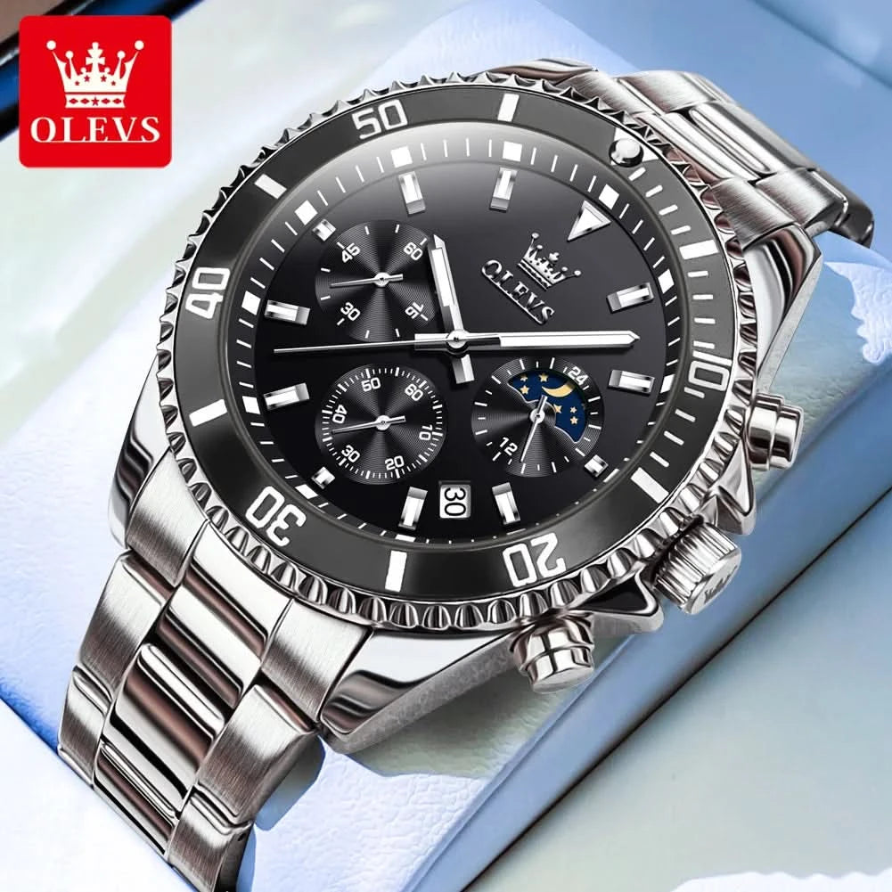 OLEVS Watches For Men Classic with Date Dress Luxury Big Face Waterproof Luminous Men's Wrist Watch Stainless Steel Men Watch - M & M Global