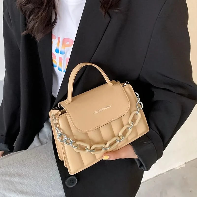 New Chains Shoulder Bag Women Solid Color Crossbody Bag Designer Messenger Handbag and Purse Luxury Top-handle Bag feminina - M & M Global