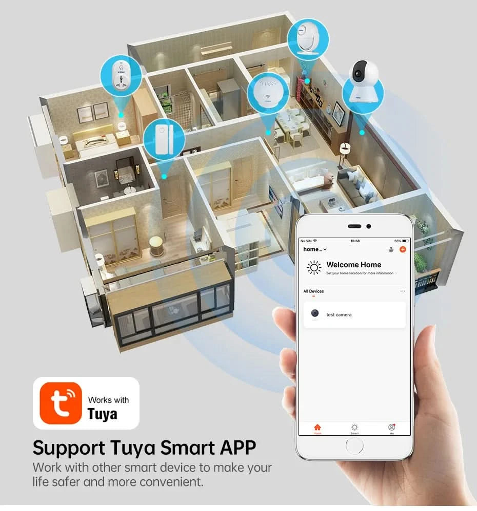KERUI 5MP 4K Tuya Smart Mini WiFi IP Camera Indoor Wireless Home Security AI Human Detect CCTV Surveillance Camera Auto Tracking - M & M Global