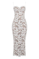 Mozision Floral Embroidery Sexy Maxi Dress For Women Fashion Spaghetti Strap Sleeveless Backless Lace-up Club Party Long Dress - M & M Global