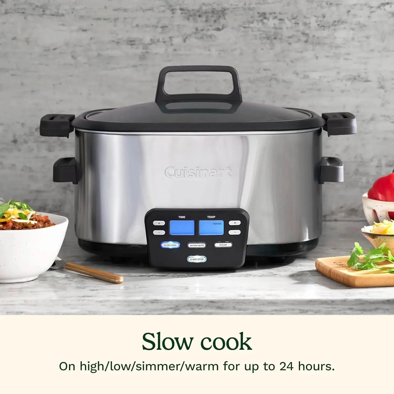 MSC-600 3-In-1 Cook Central 6-Quart Multi-Cooker: Slow Cooker, Brown/Saute, Steamer, Silver - M & M Global