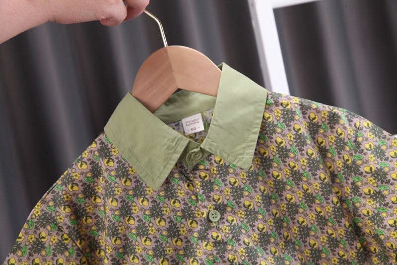2023 Summer Brother Sister Outfits Boy Kid Flower Casual Shirt+Shorts 2pcs Girl Flower set - M & M Global