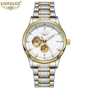 LONGLUX Men automatic mechanical watch elegant luxury watches waterproof skeleton business wholesale stainless steel gift watch - M & M Global