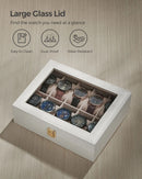 SONGMICS Watch Box, 10-Slot Watch Case with Large Glass Lid, Removable Watch Pillows, Watch Box Organizer, Gift for Loved Ones - M & M Global