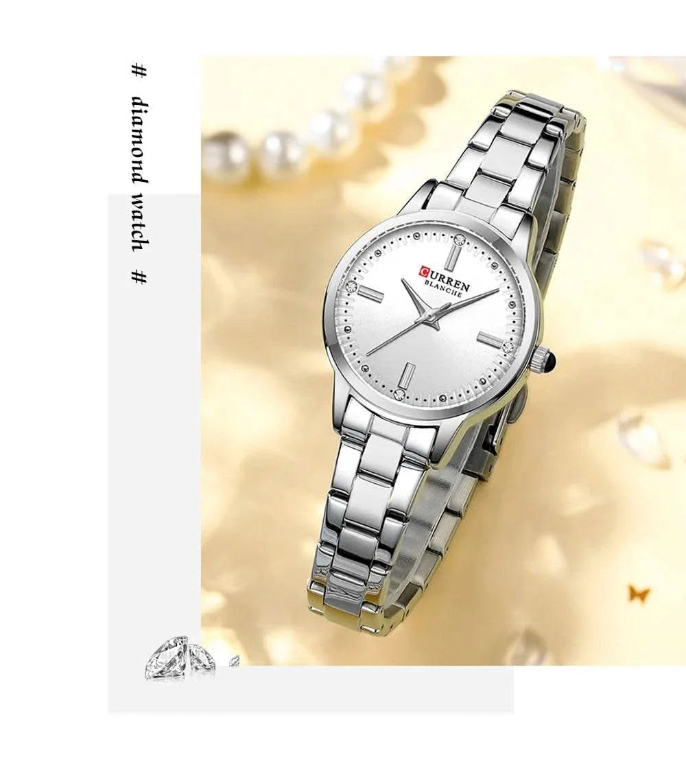 CURREN-Women's Simple Dial Wristwatch, Elegant and Charming Bracelet Quart Watches for Lady, Fashion Brand - M & M Global