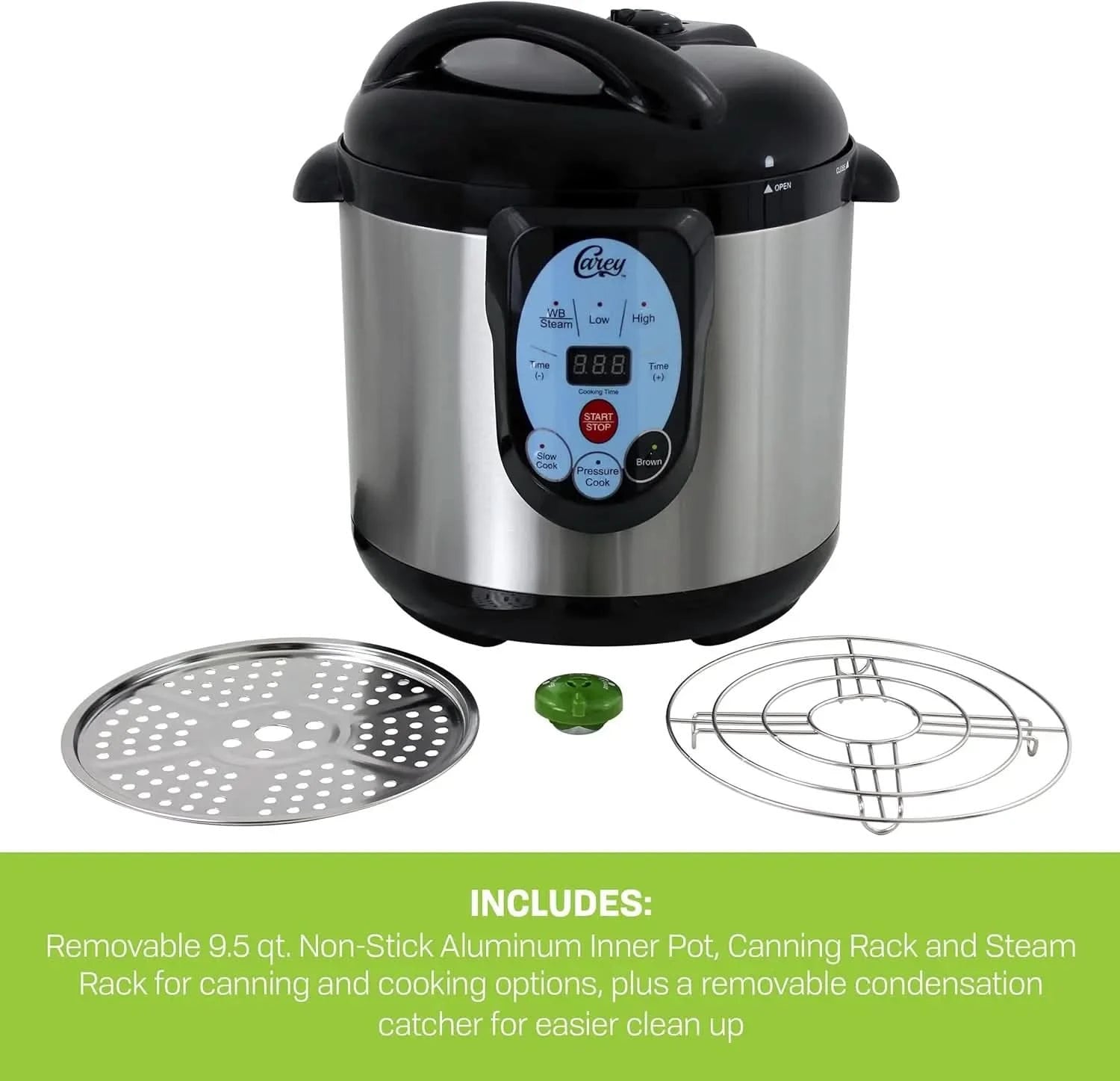 CAREY DPC-9SS Smart Electric Pressure Cooker and Canner, Stainless Steel, 9.5 Qt - M & M Global