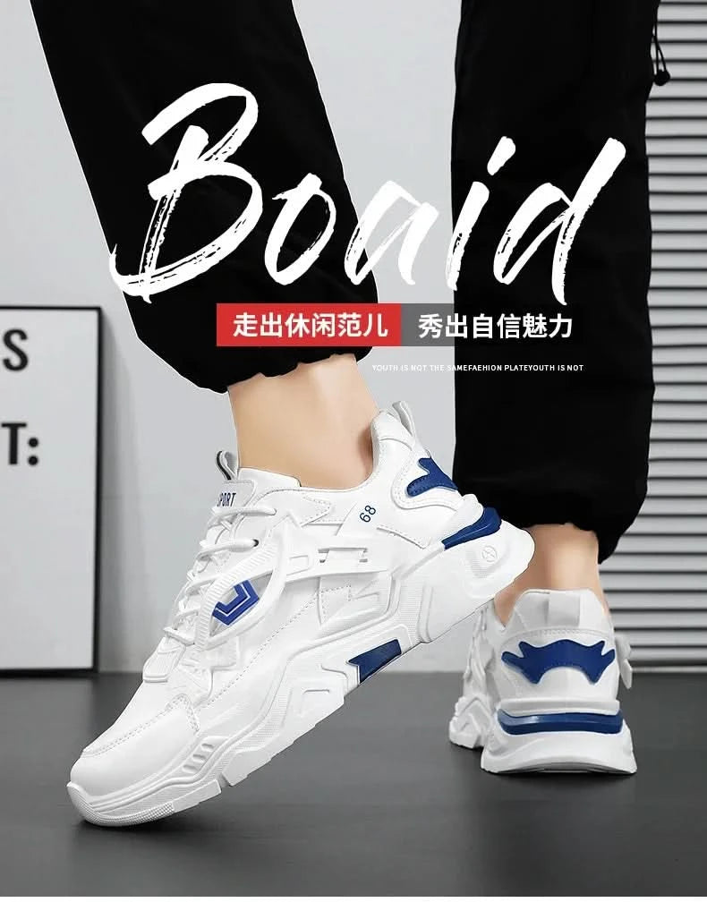 Student height increasing shoes four season new thick sole men's casual sports shoes soft sole comfortable outdoor running shoes - M & M Global