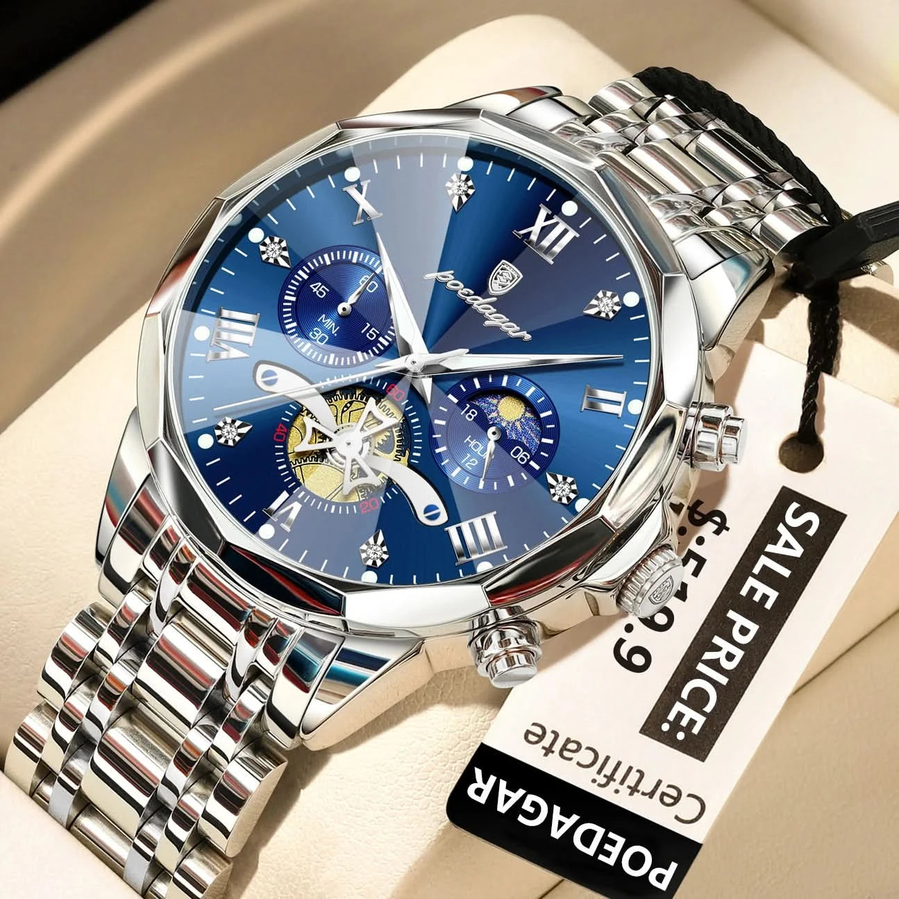 POEDAGAR Luxury Men Watch Top Original Waterproof Luminous Chronograph Man Wristwatch Stainless Steel Quartz Men's Watches Reloj - M & M Global