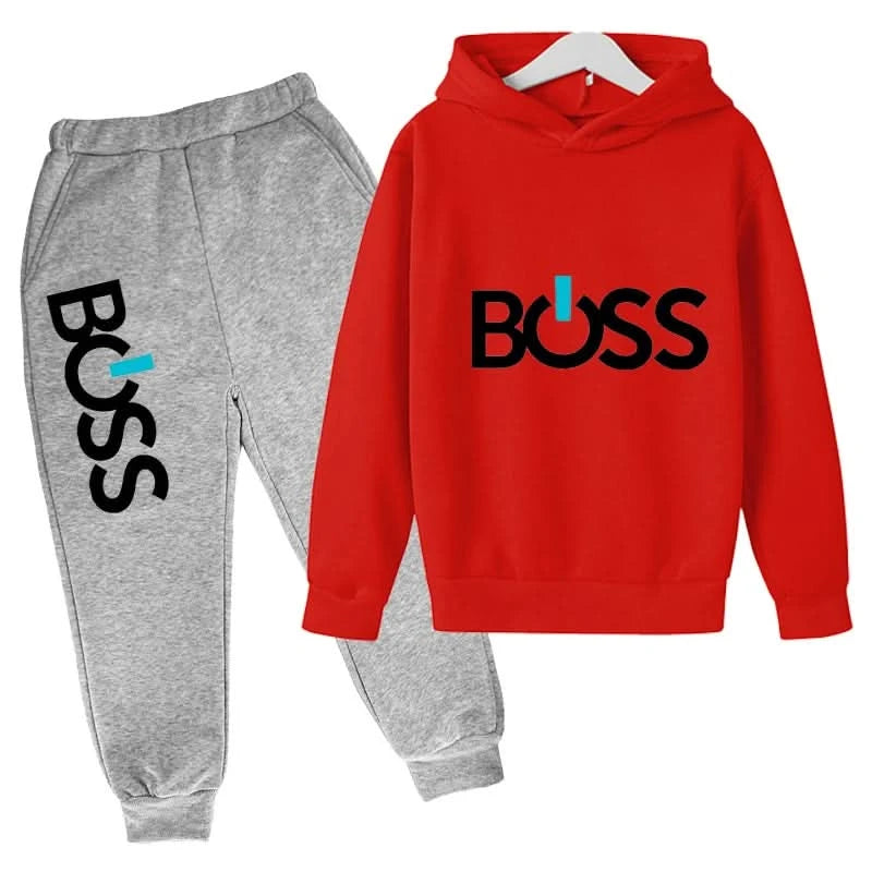 Spring Autumn Boys Girls Casual Fashion Print Pullover Long Sleeve Hoodie Tops+Pants Tracksuit 4-14 Years Children's Clothes - M & M Global
