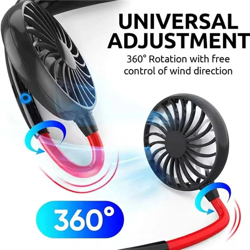 Hot sale Summer Cooling Fan Mini Neck Hanging Fan Hands Free Mini USB Neckband Fan for Sports Home Office Travel - M & M Global