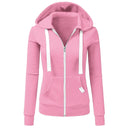 2025 Autumn/Winter New Women Solid Color Fashion Hoodie Long Sleeve Zipper Pocket with Label Outdoor Sports Jogging Clothing