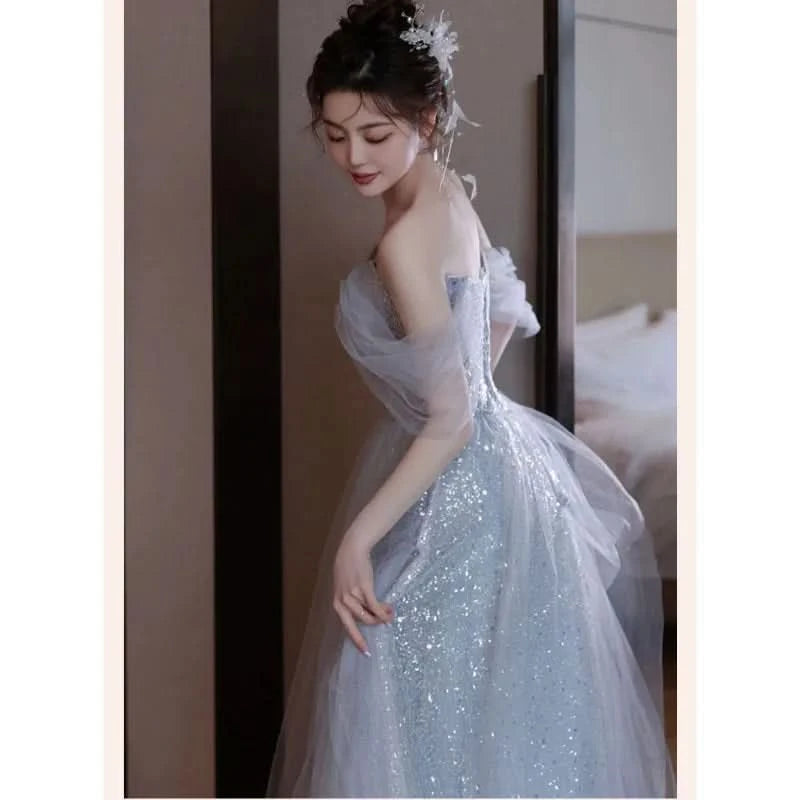 Y2k Evening Dresses Women's 2025 New Summer Banquet Long Dress Slim Sexy Light Luxury Art Test Host Adult Birthday Party Dress - M & M Global