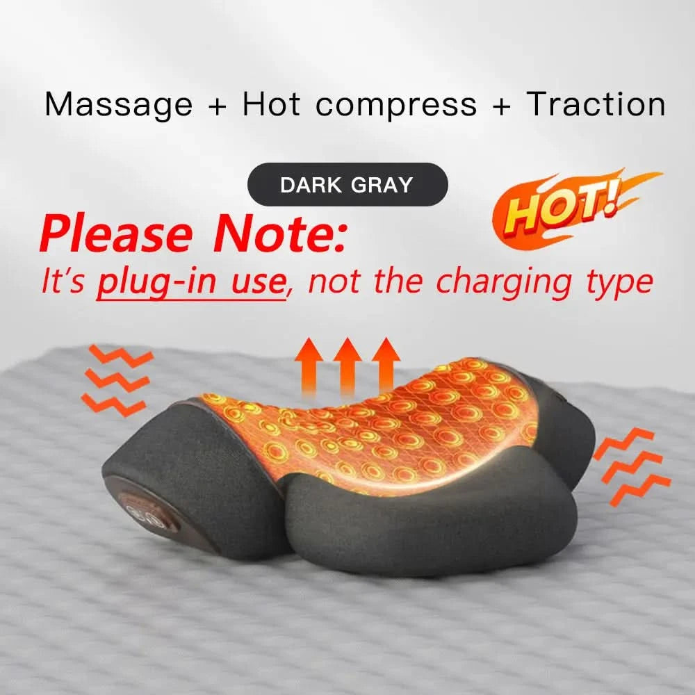 Electric Neck Massager Pillow Cervical Stretcher Heating Vibration Massage Back Traction Orthopedic Sleeping Pillows Support - M & M Global