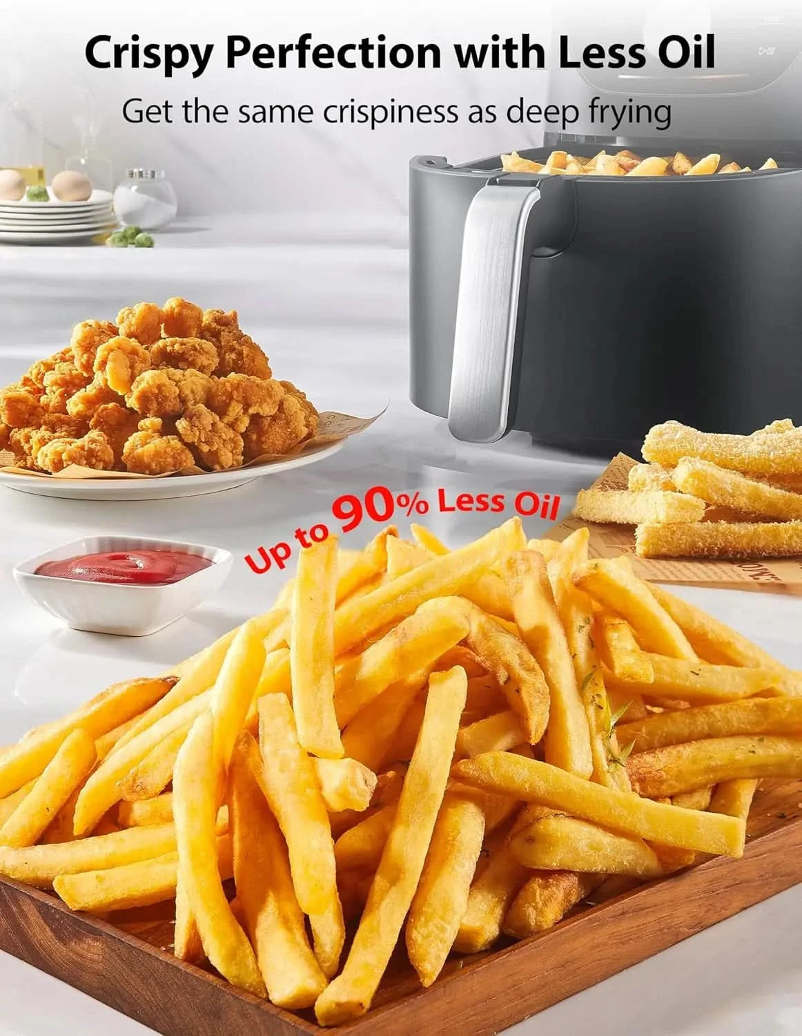 5.5QT Air Fryer with Heat-Q Technology, Quick and Easy Meals, 8 Preset Menus and Menu-IQ Function, 1-Degree Fahrenheit Precision - M & M Global