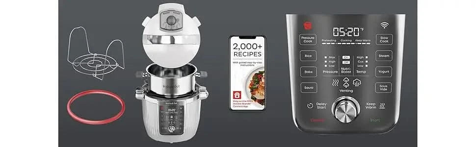 PRO Max Wi-Fi Smart 10-in-1 Pressure Cooker, Steamer, Saute, Warmer, Rice Cooker, Yogurt Maker, Sous Vide, Baker, NutriBoost - I - M & M Global