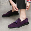 Men's Loafers Brand Suede Leather Shoes Vintage Slip-on Classic Casual Men Driving Shoes Wedding Male Dress Shoes Tassel pointed - M & M Global