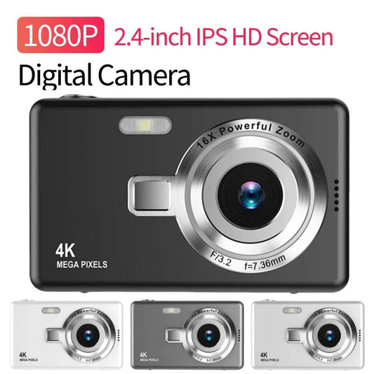4K HD 1080P Video Camcorder 2.4 Inch IPS Screen Digital Camera 96MP Autofocus Vlogging Camera 16X Zoom for Kids Adults Beginners - M & M Global
