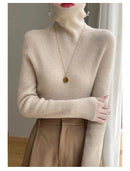 Autumn And Winter Knitted Pullover High-Neck Sweater, High-Elasticity, Fashionable And Comfortable Long-Sleeved Women's TopRY128