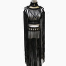 Leosoxs Tassel Hand Crochet Knitted Women Bikini Cover Ups Summer Holiday Beach Bathing Suit Sexy Hollow Out Skirts Matching Set - M & M Global