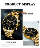 2023 Fashion Men Gold Stainless Steel Watch Luxury Calendar Quartz Wrist Watch Mens Business Watches for Man Clock Reloj Hombre - M & M Global