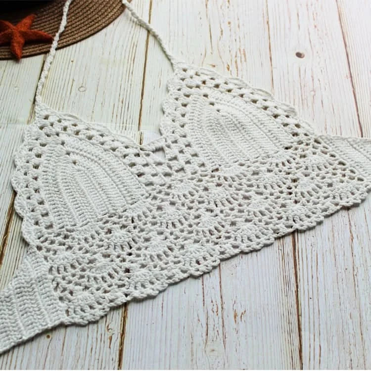 Sexy Style Hand Crochet Solid Color Bikini Beachwear Women Beach Holiday Hollow Out Tie Up Swimsuit Sun Bathing Clothes - M & M Global
