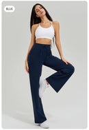 Women's yoga pants high waist wide leg gym casual pants solid color drawstring high elasticity quick drying tight pants