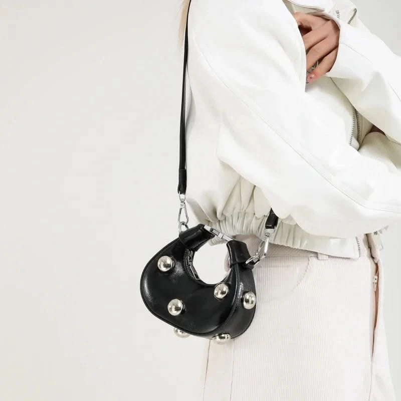 Retro Versatile Ladies Mini Handbag Women Big Rivet Personality Luxury Designer Crossbody Bags for Women Streetwear Shoulder Bag - M & M Global
