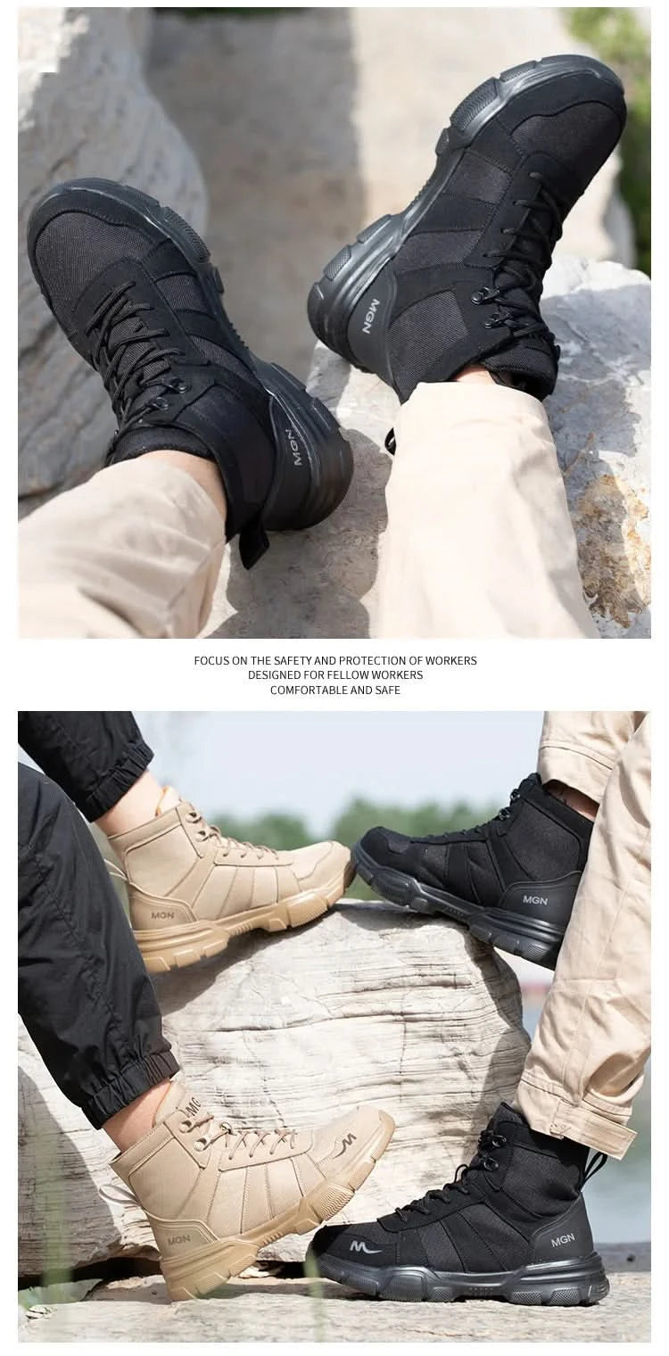 Work Boots Indestructible Safety Shoes Men Steel Toe Shoes Puncture-Proof Sneakers Male Footwear Shoes Women Non Slip Work Shoes