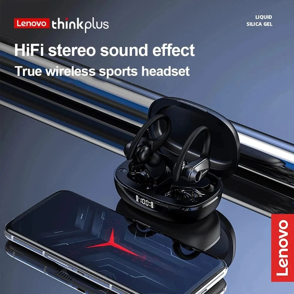 Lenovo LP75 Sports Wireless Earphones with Mics,Button Control, LED Power Display,Hifi Stereo Sound Bluetooth 5.3 TWS Headphones - M & M Global