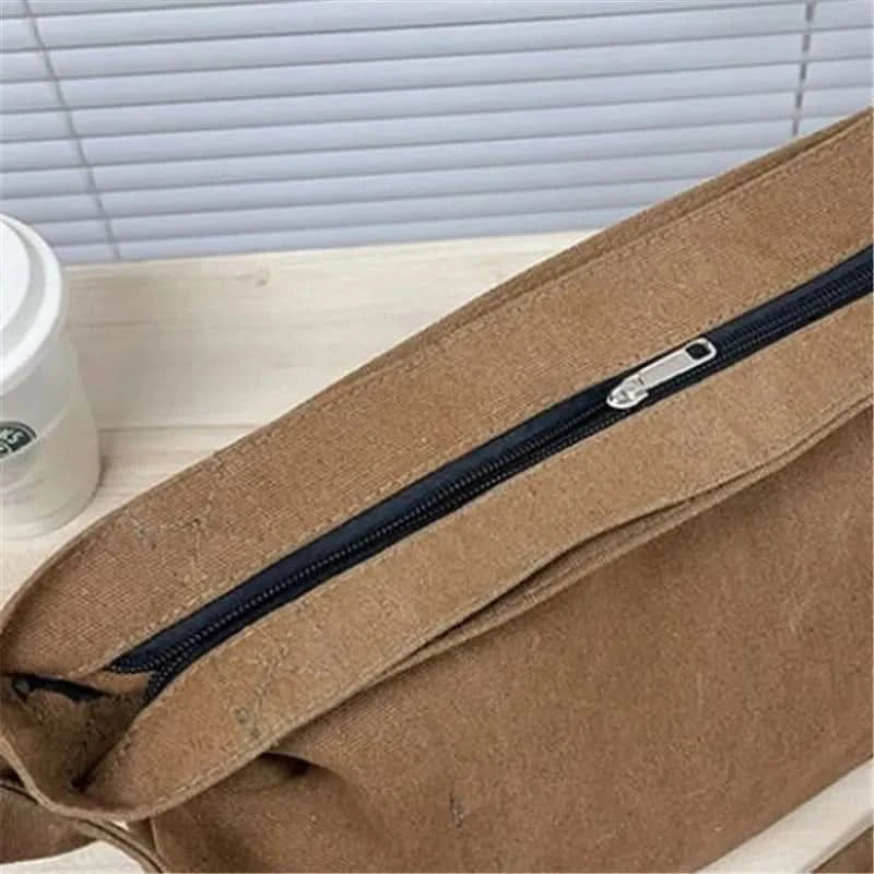 Vintage Canvas Messenger Bag, Retro Large Capacity Shoulder Bag, Women's Casual Handbag & Tote Hobo Purse - M & M Global