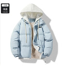 New Men's Winter Thickened Cotton Coat Fake Two-piece Fashion Brand Winter Cotton Coat New Loose Warm Hooded Cold Jacket