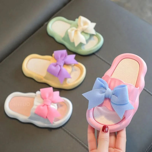Summer New Kids Home Shoes Anti Slip Soft Sole Girls Bath Slipper Cartoon Cute Flower Bow Princess Slippers Children Beach Shoes - M & M Global