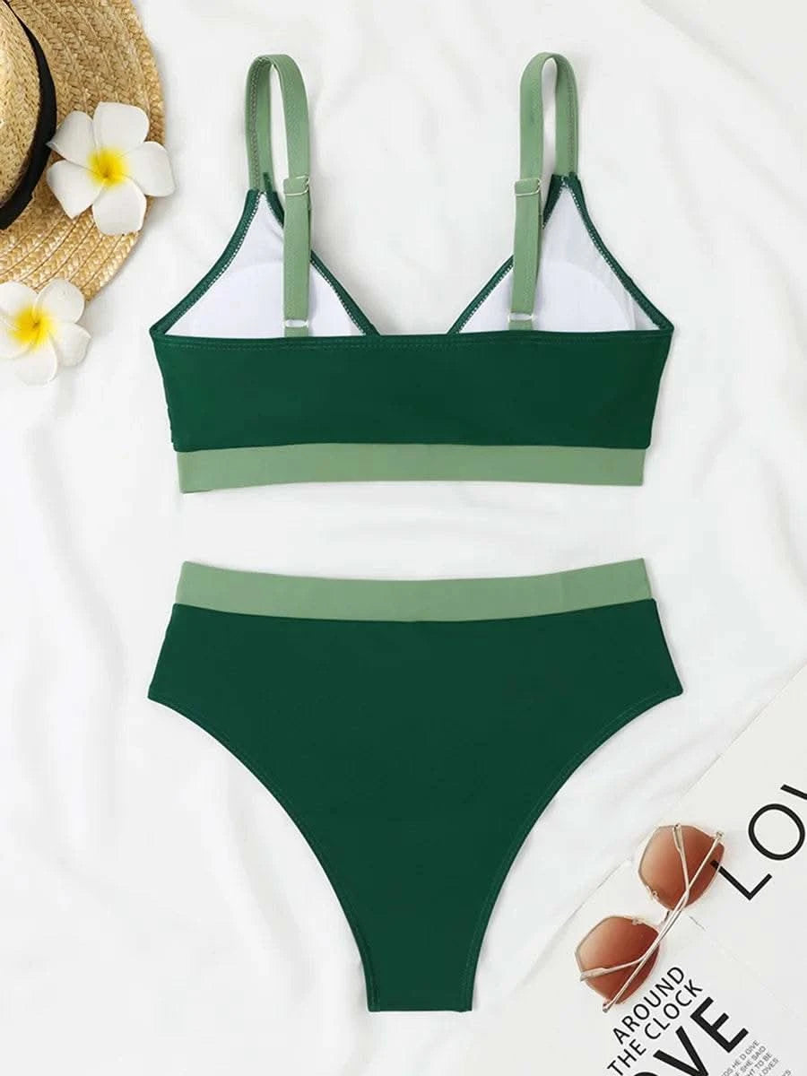 2025 Strappy Bikini High Waist Swimsuit Women Sexy Solid Swimwear Female Bathers Swimming Bathing Swimming Swim Suit Beachwear - M & M Global