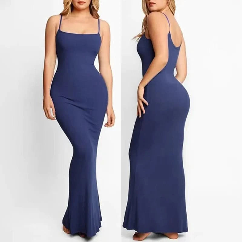 Slim Black Knitted LONG Dress Summer Solid Women Dress Ultimate Waist To Hip Ratio Sling Dress blue sexy pink casual outfit - M & M Global